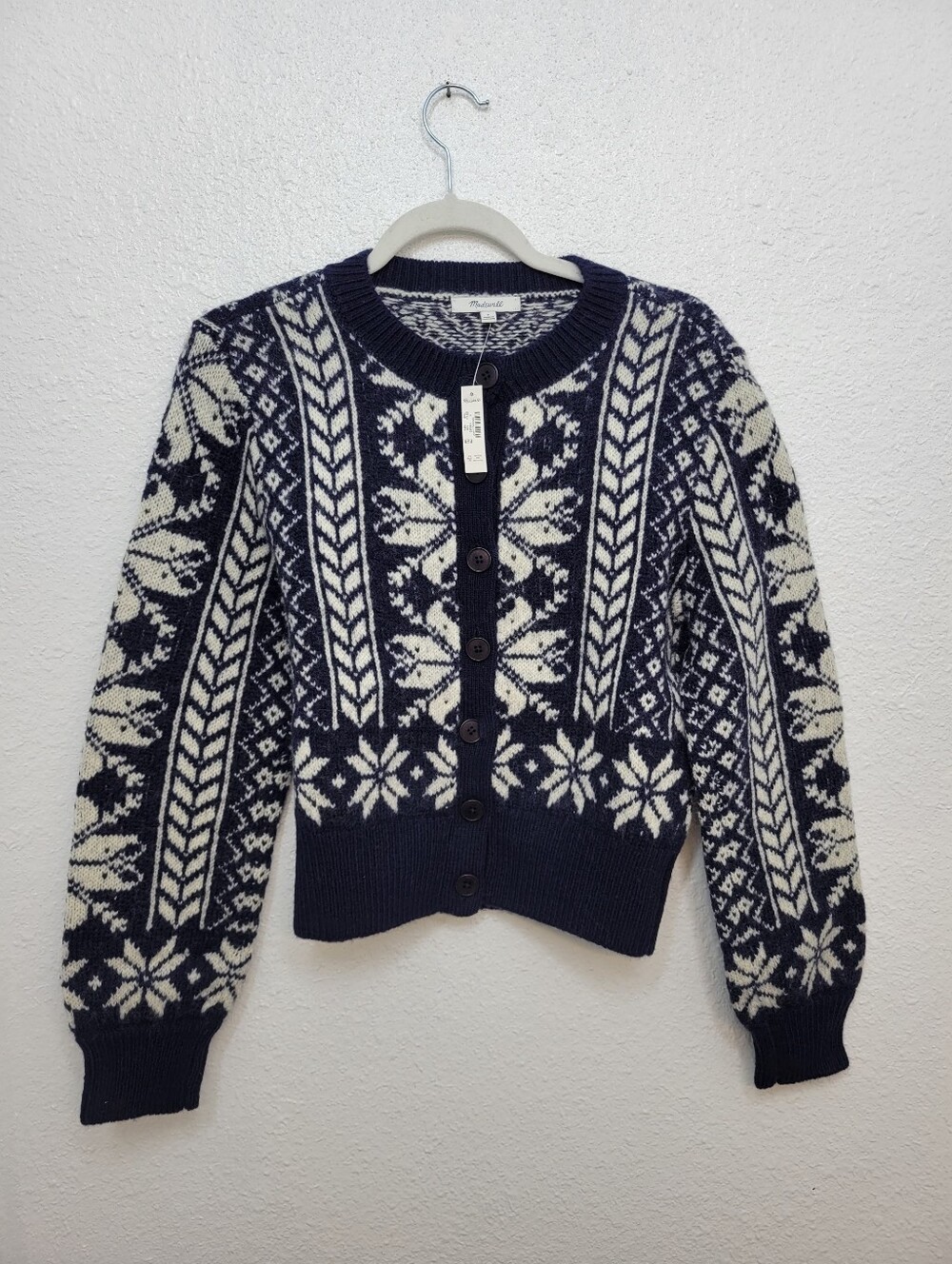 Madewell Fair Isle Cardigan Jacket in Wool NY484 Size S NWT - Picture 5 of 9